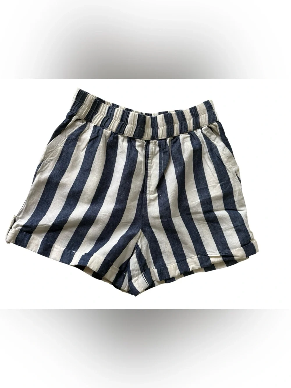 Pact Organic Cotton/Hemp Blend Shorts in the "Mariner Stripe" pattern size small - Picture 2 of 7